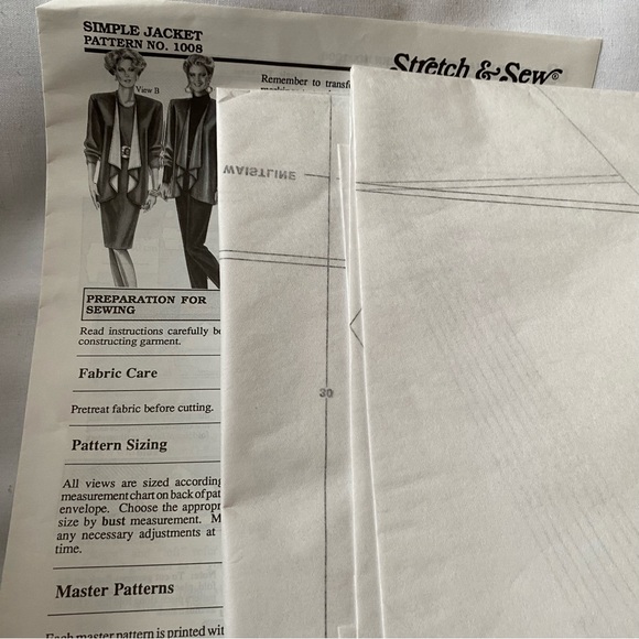 Vintage Stretch & Sew Pattern Simple Jacket New Uncut - Picture 3 of 3